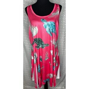 Advance Apparel Tank Dress Sea Turtle Print Sleeveless Casual L/XL. NWT